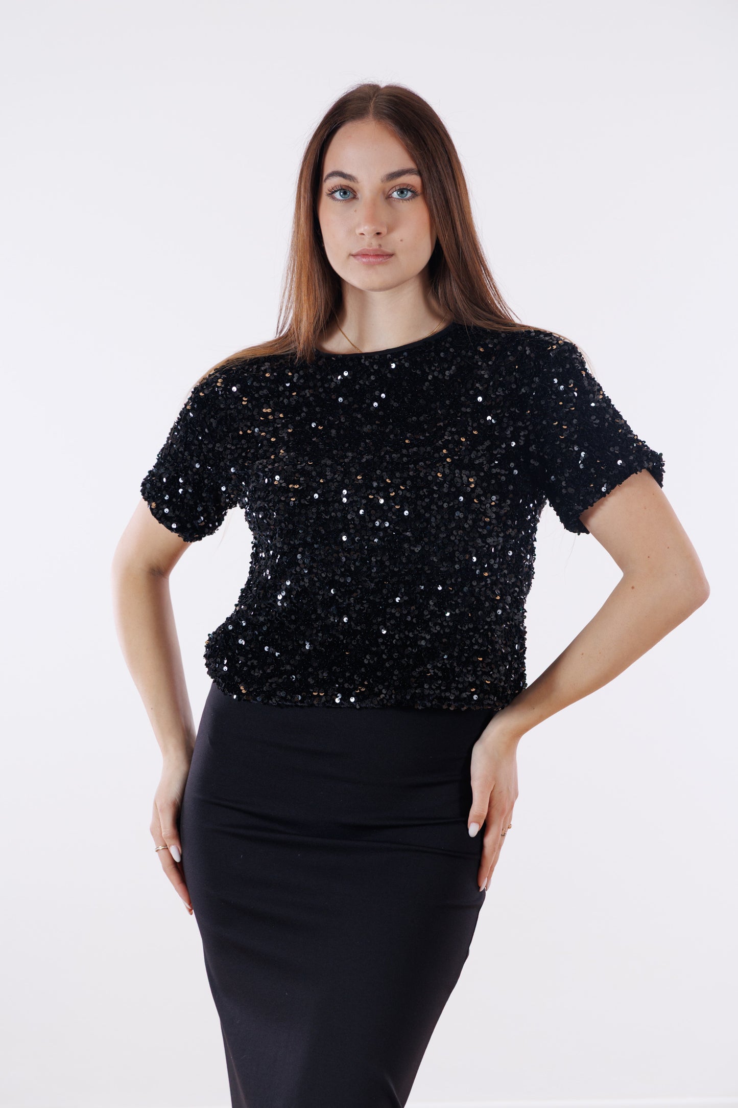 Maglia velluto e micropaillettes