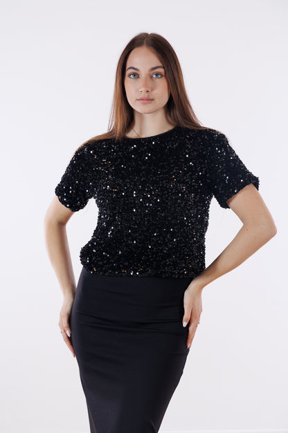 Maglia velluto e micropaillettes