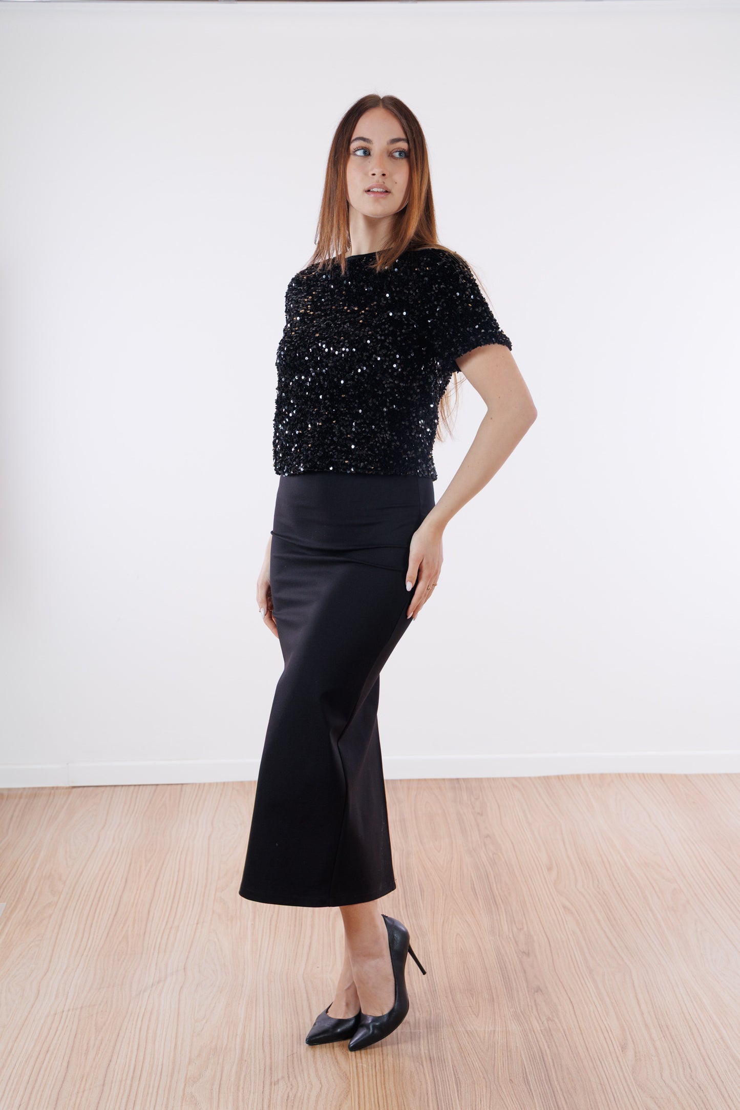 Maglia velluto e micropaillettes