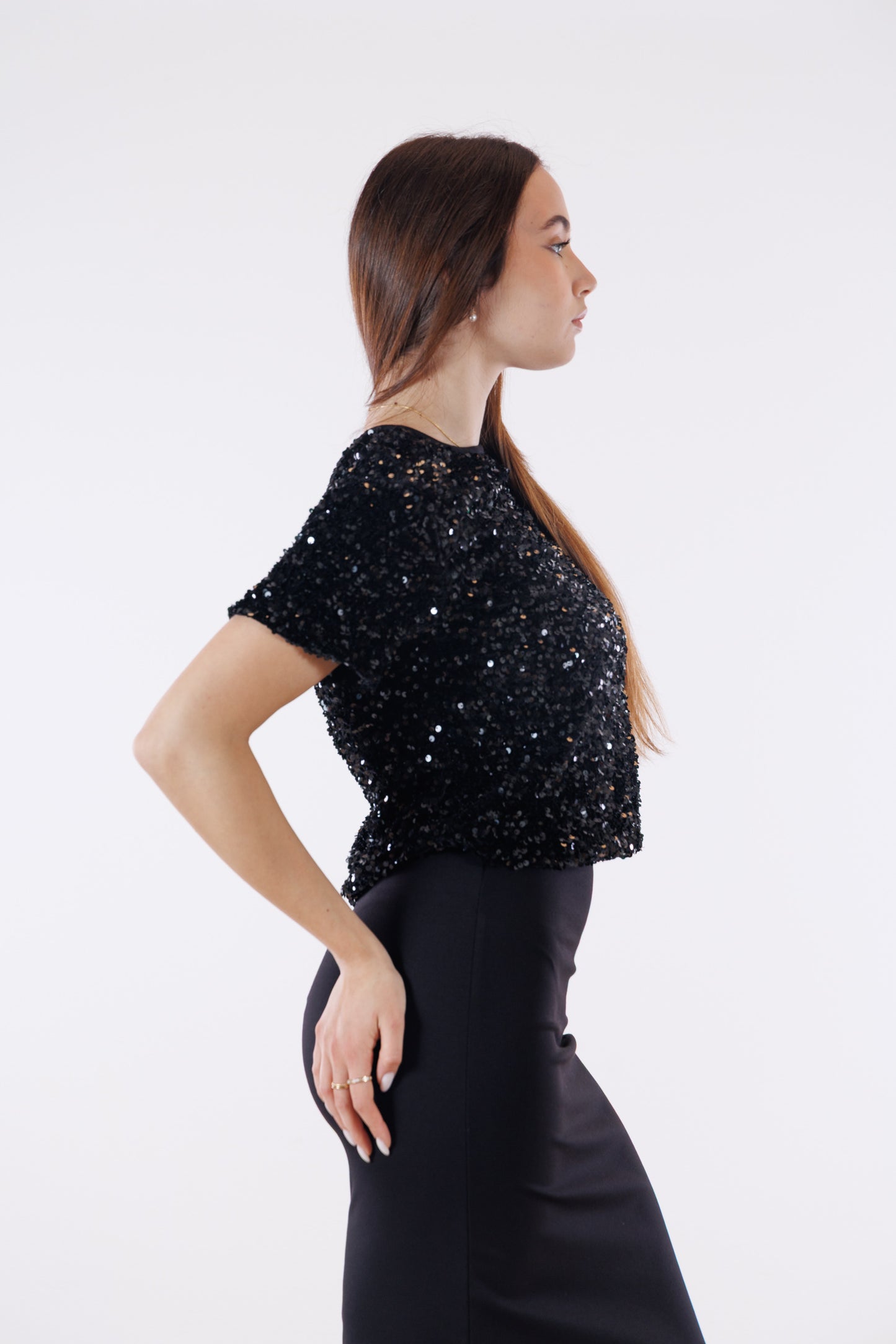 Maglia velluto e micropaillettes