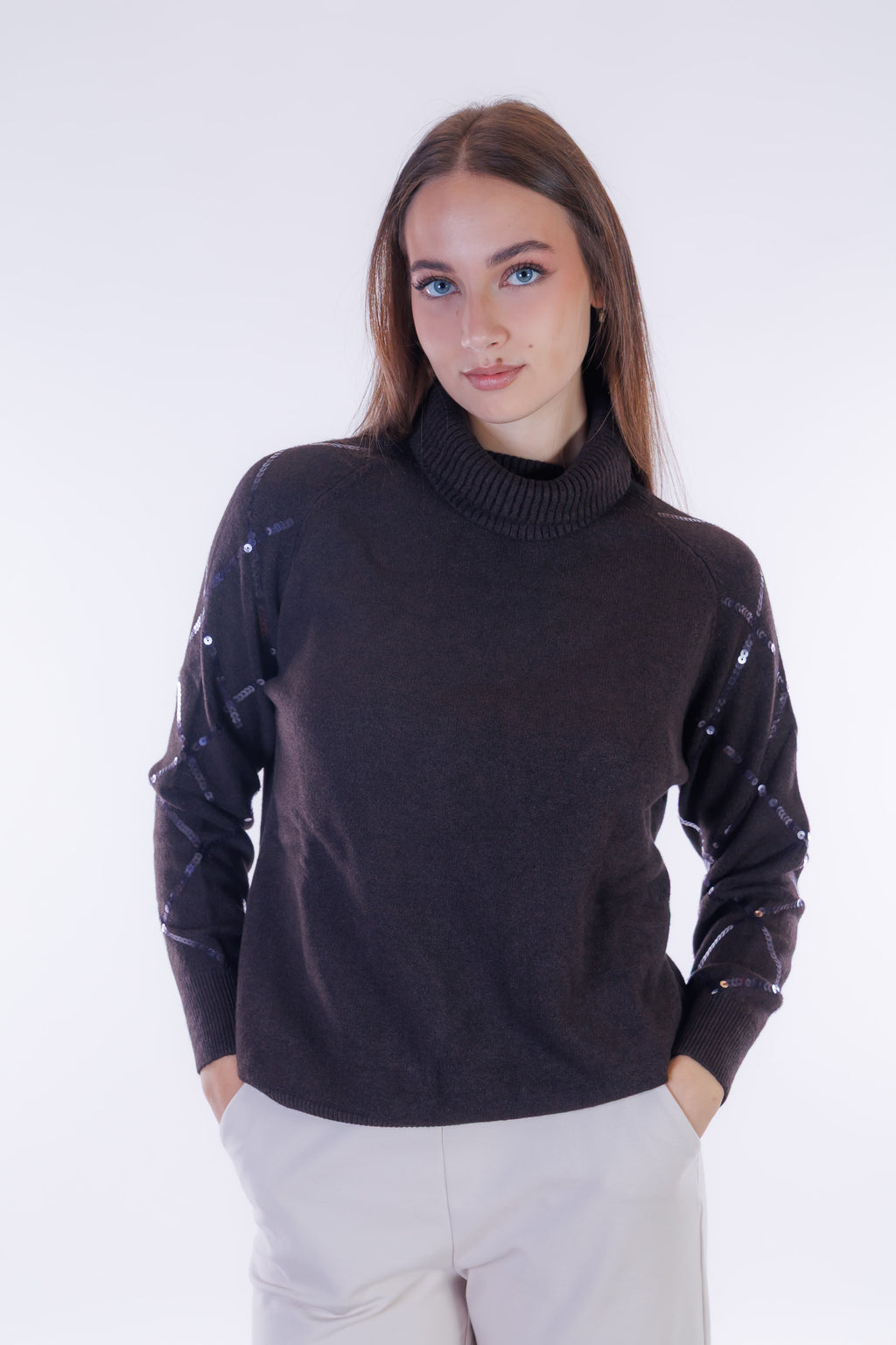 Maglia rombi paillettes maniche