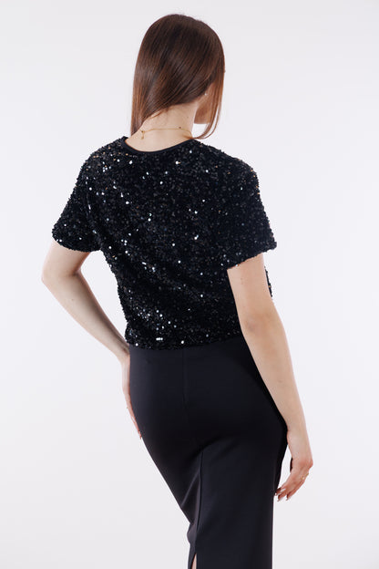 Maglia velluto e micropaillettes