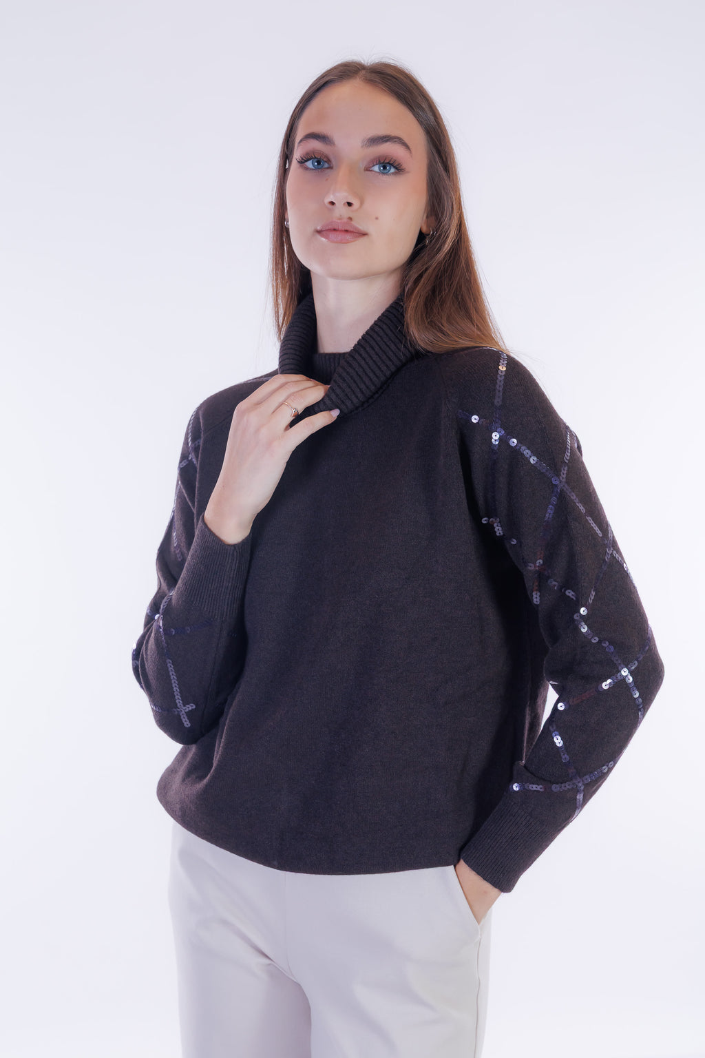 Maglia rombi paillettes maniche