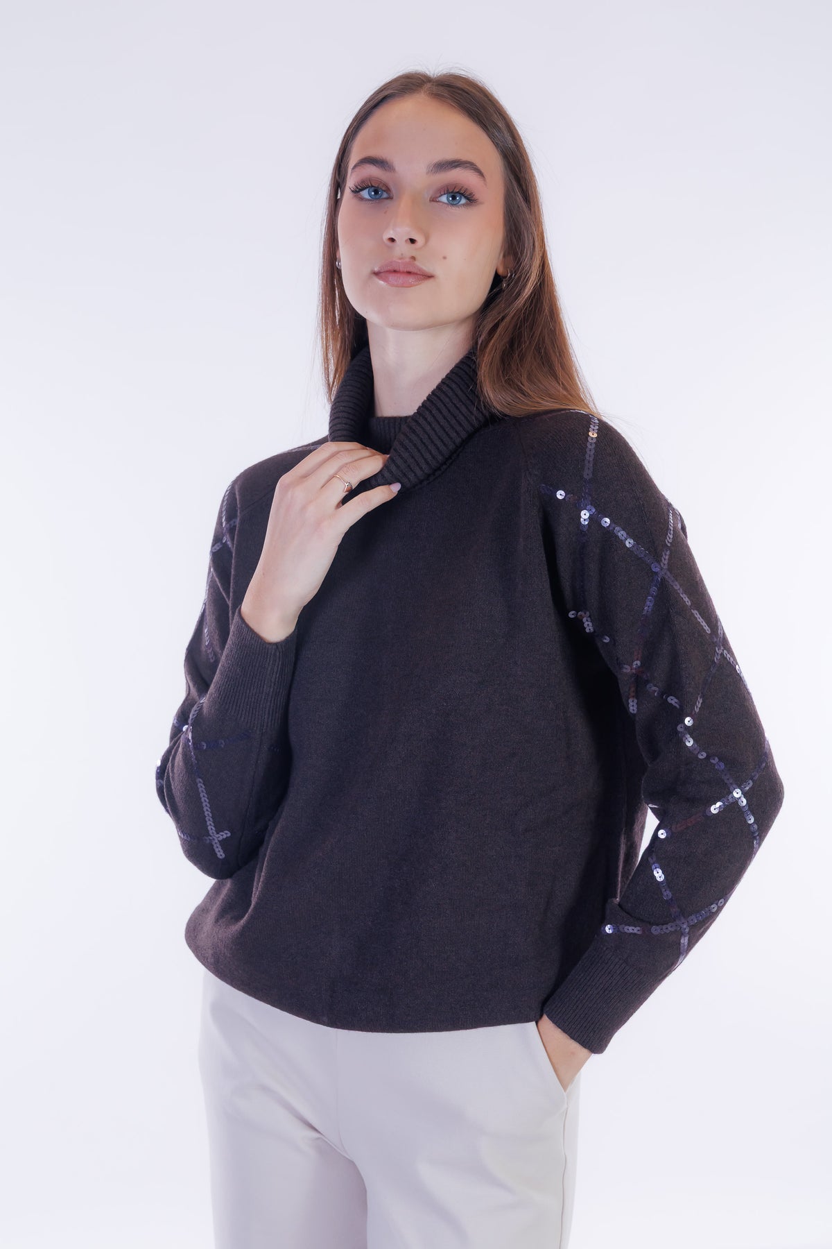 Maglia rombi paillettes maniche