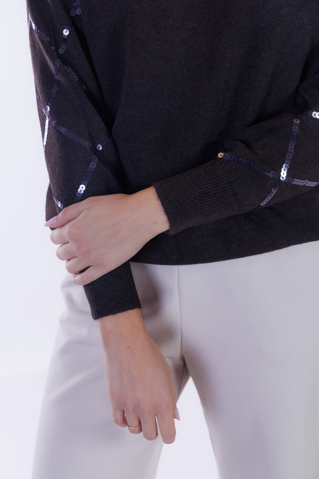 Maglia rombi paillettes maniche