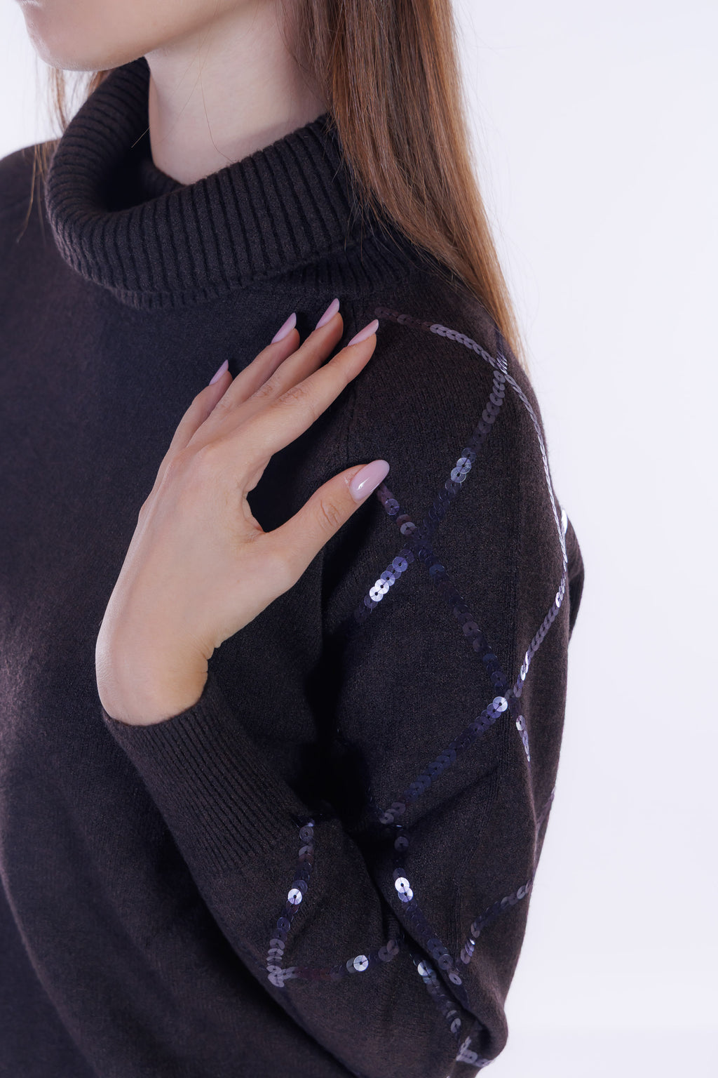Maglia rombi paillettes maniche