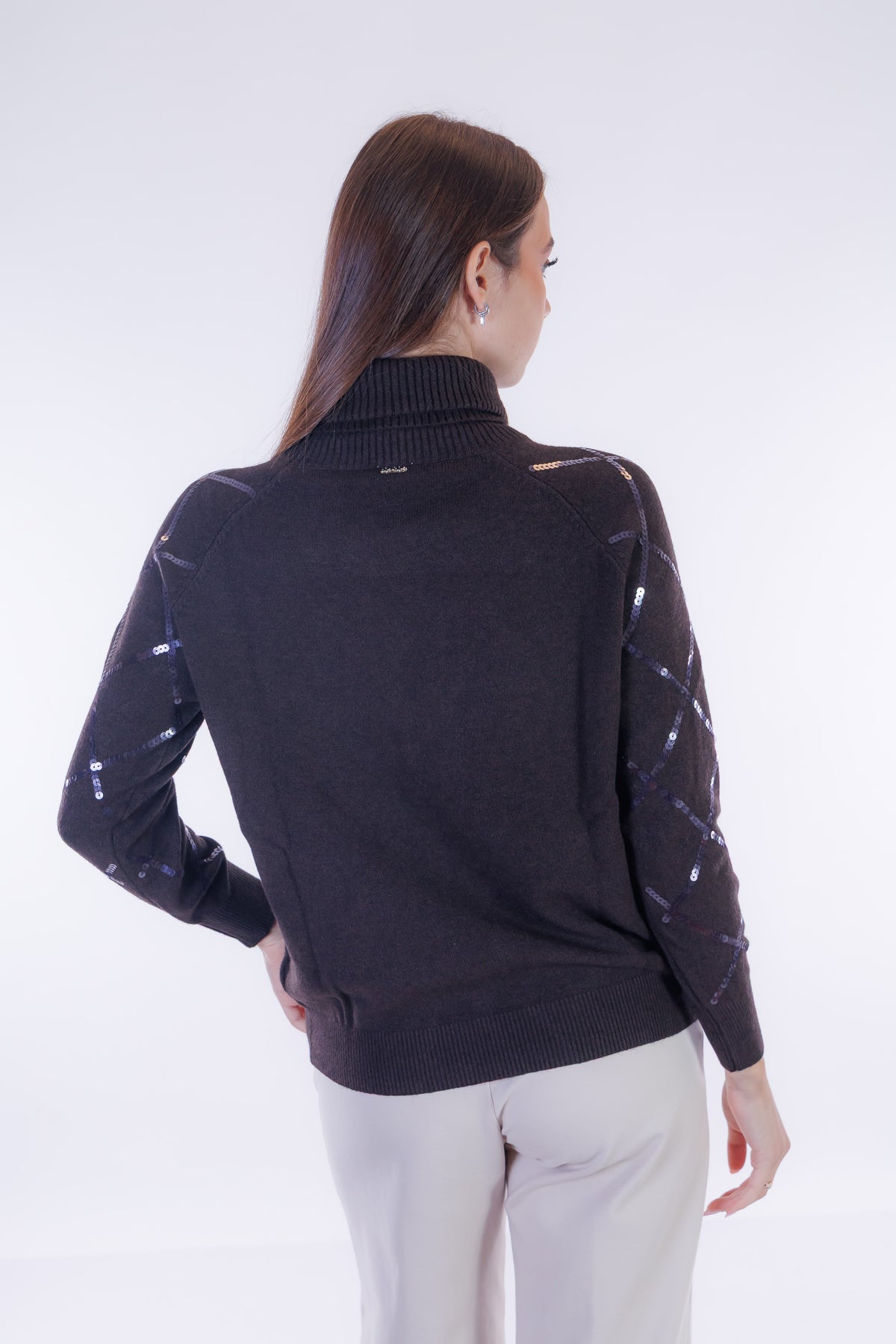 Maglia rombi paillettes maniche