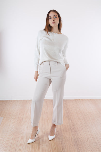 Pantalone cropped risvoltino