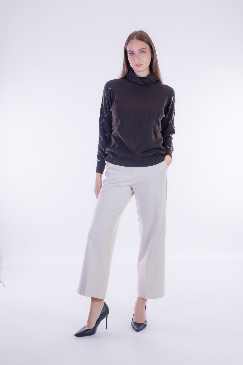Maglia rombi paillettes maniche
