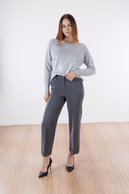 Pantalone cropped risvoltino