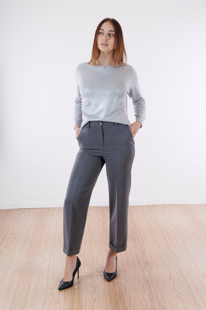 Pantalone cropped risvoltino