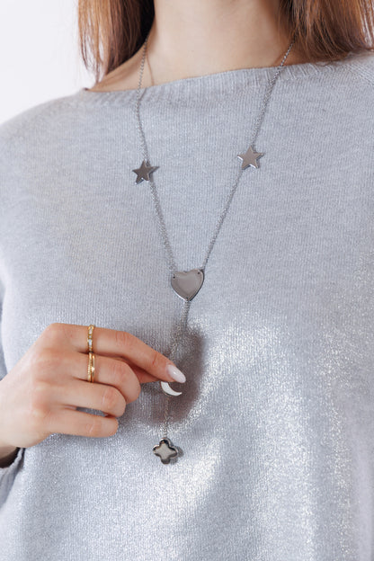 Collana lunga argentata