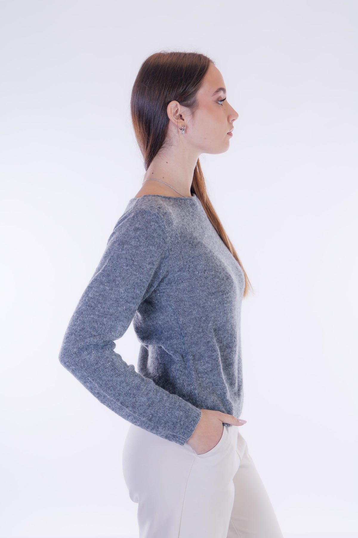 Maglia micro paillettes merinos
