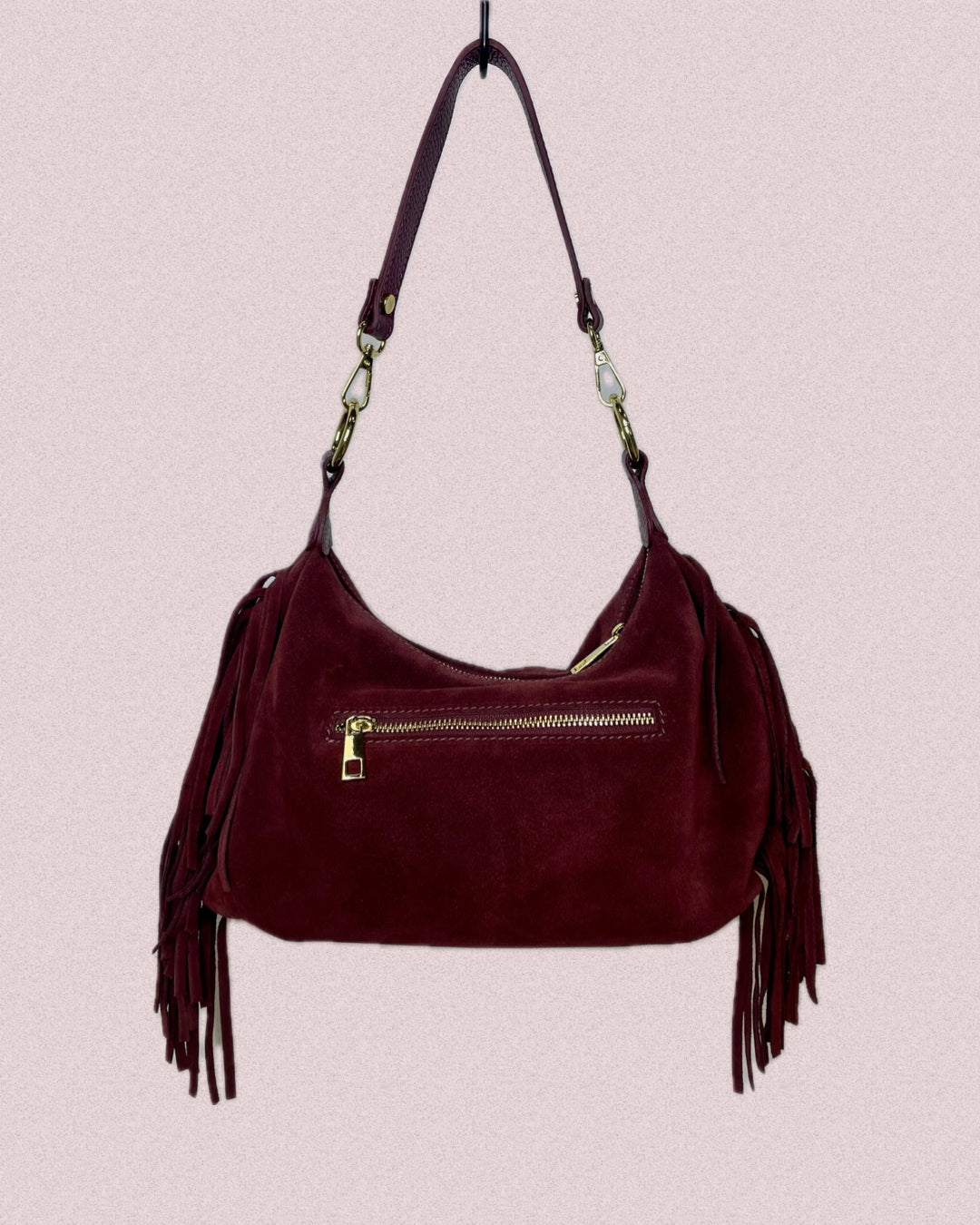 Borsa vera pelle frange