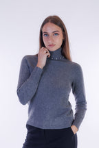 Maglia dolcevita strass collo