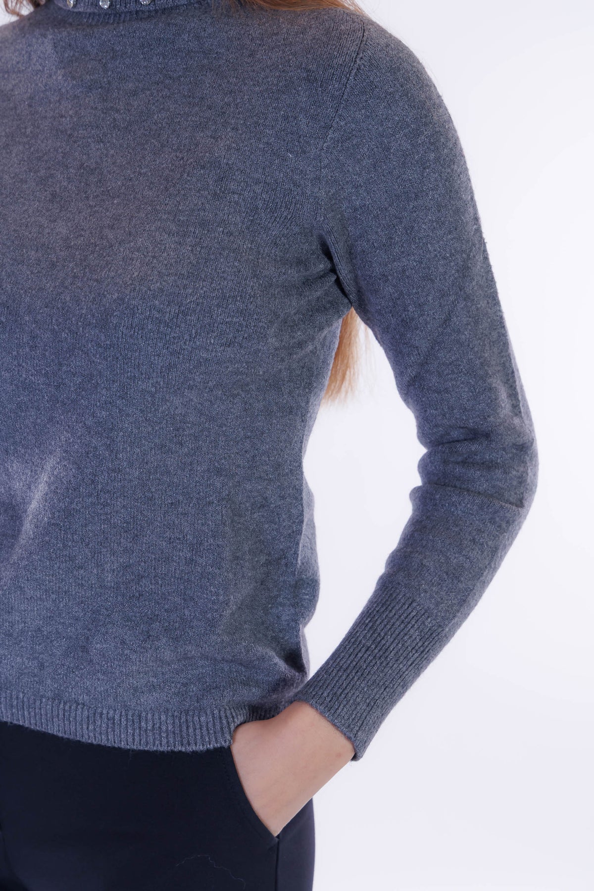 Maglia dolcevita strass collo