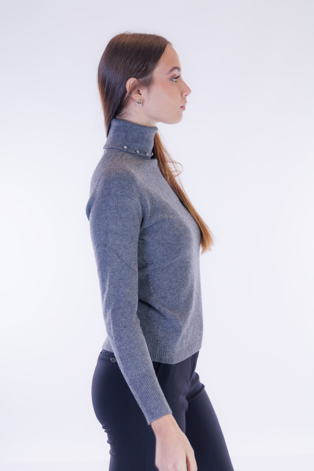 Maglia dolcevita strass collo