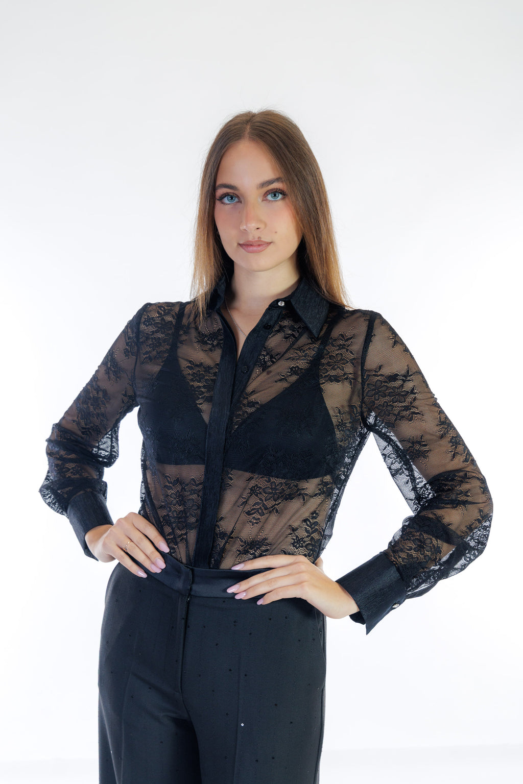 Camicia pizzo stretch