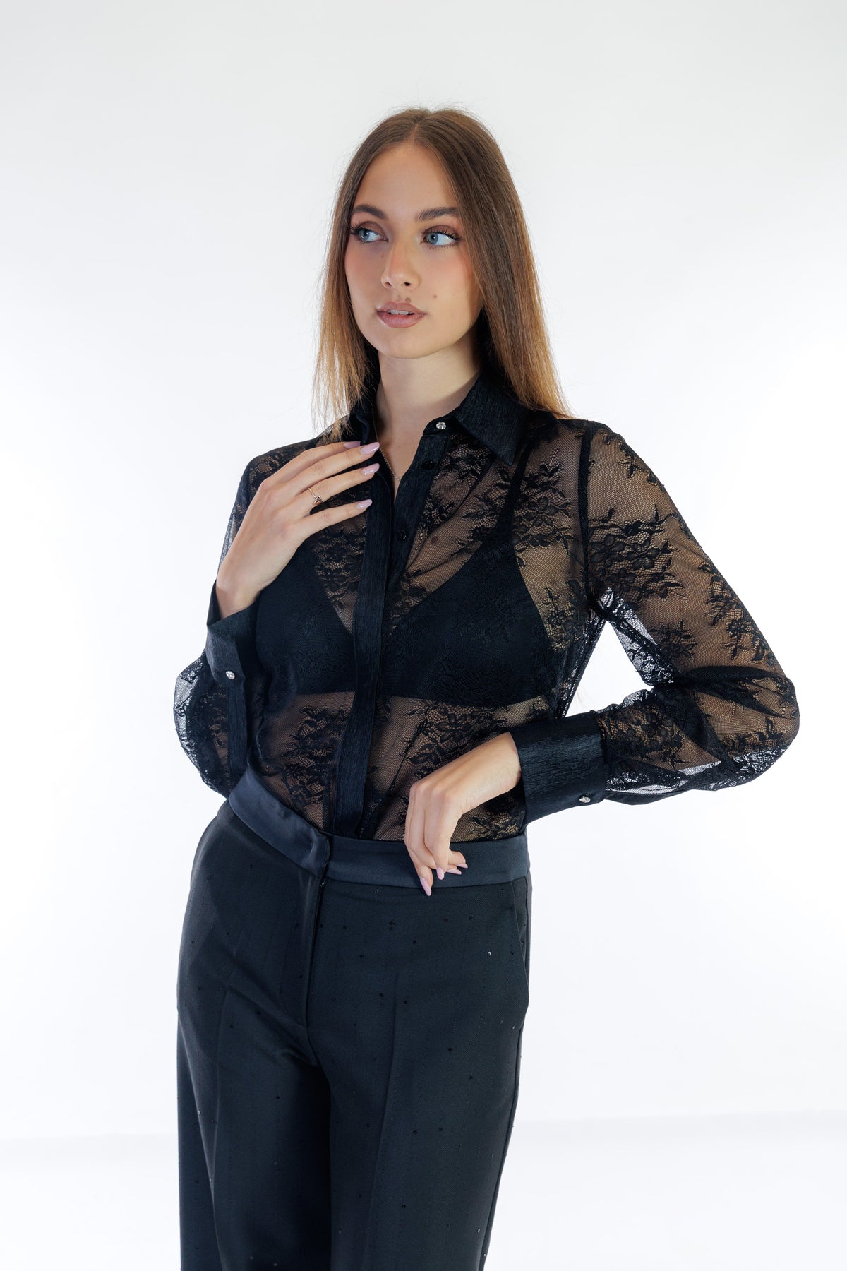 Camicia pizzo stretch