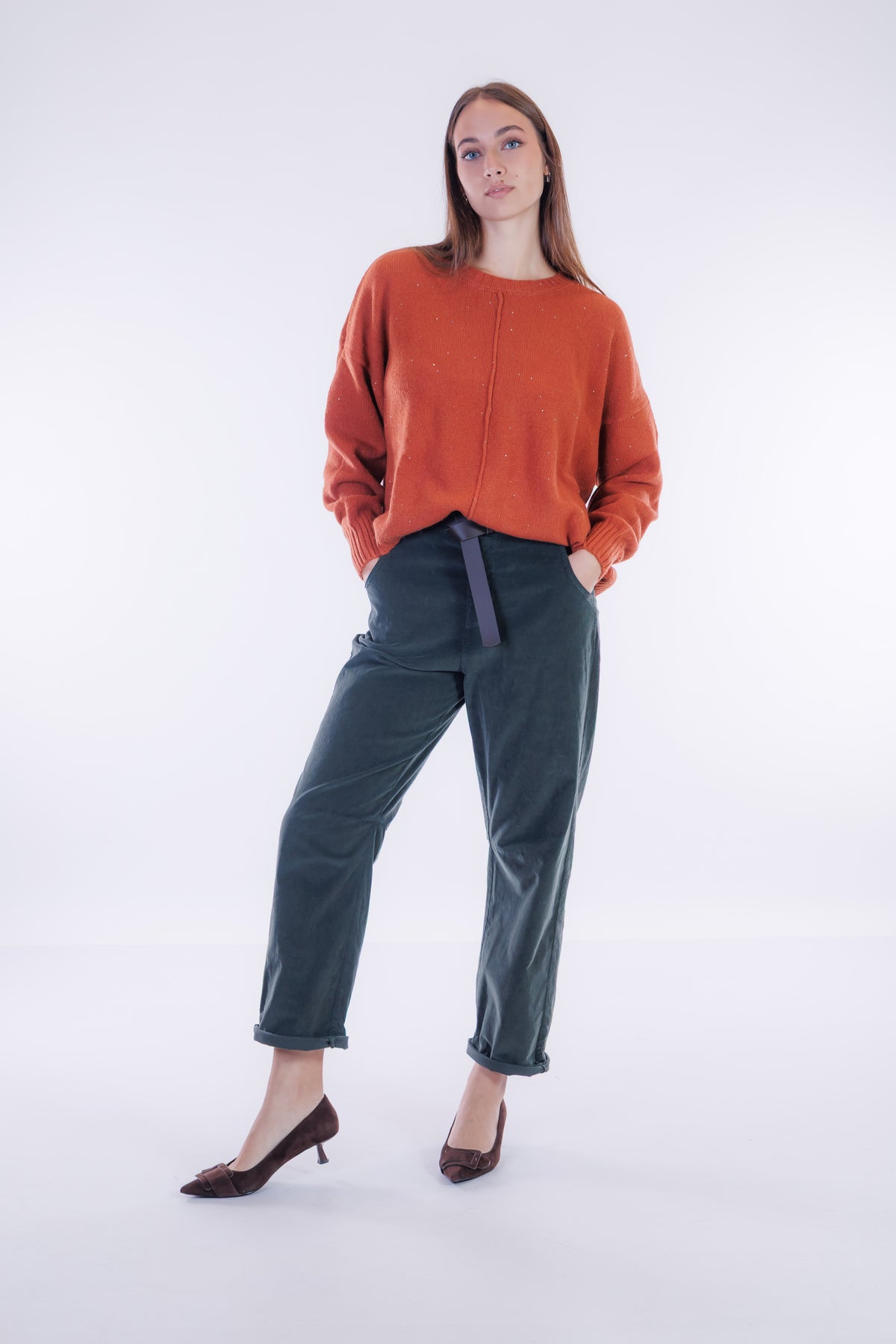Pantalone barrel velluto
