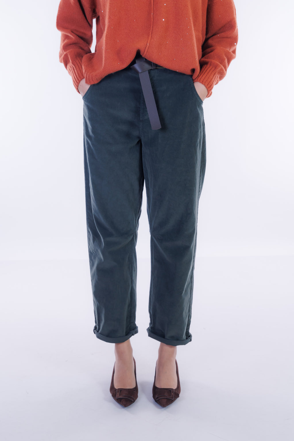 Pantalone barrel velluto