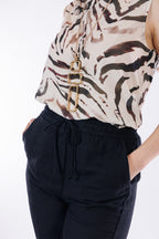 Pantalone lino e cotone coulisse