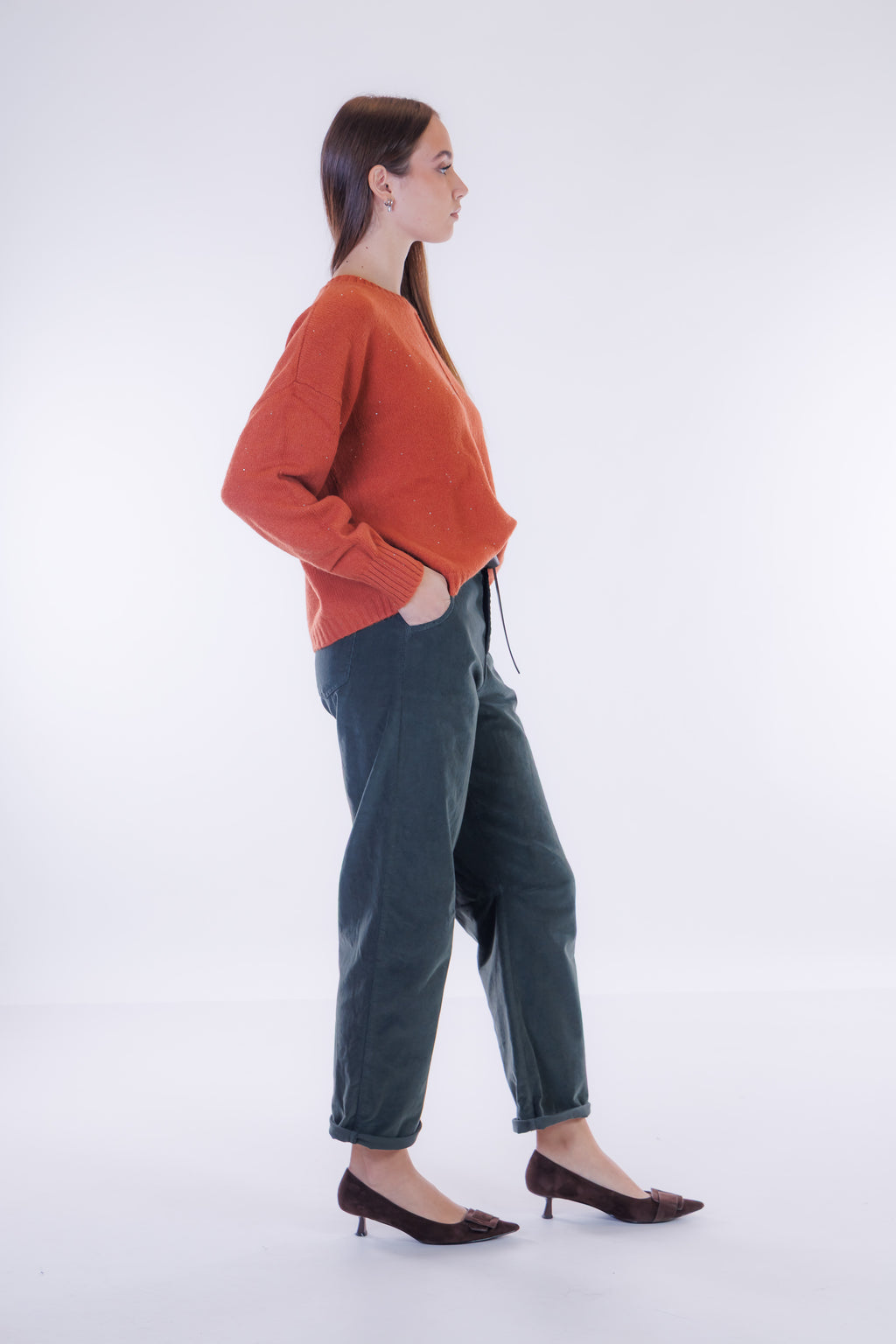 Pantalone barrel velluto