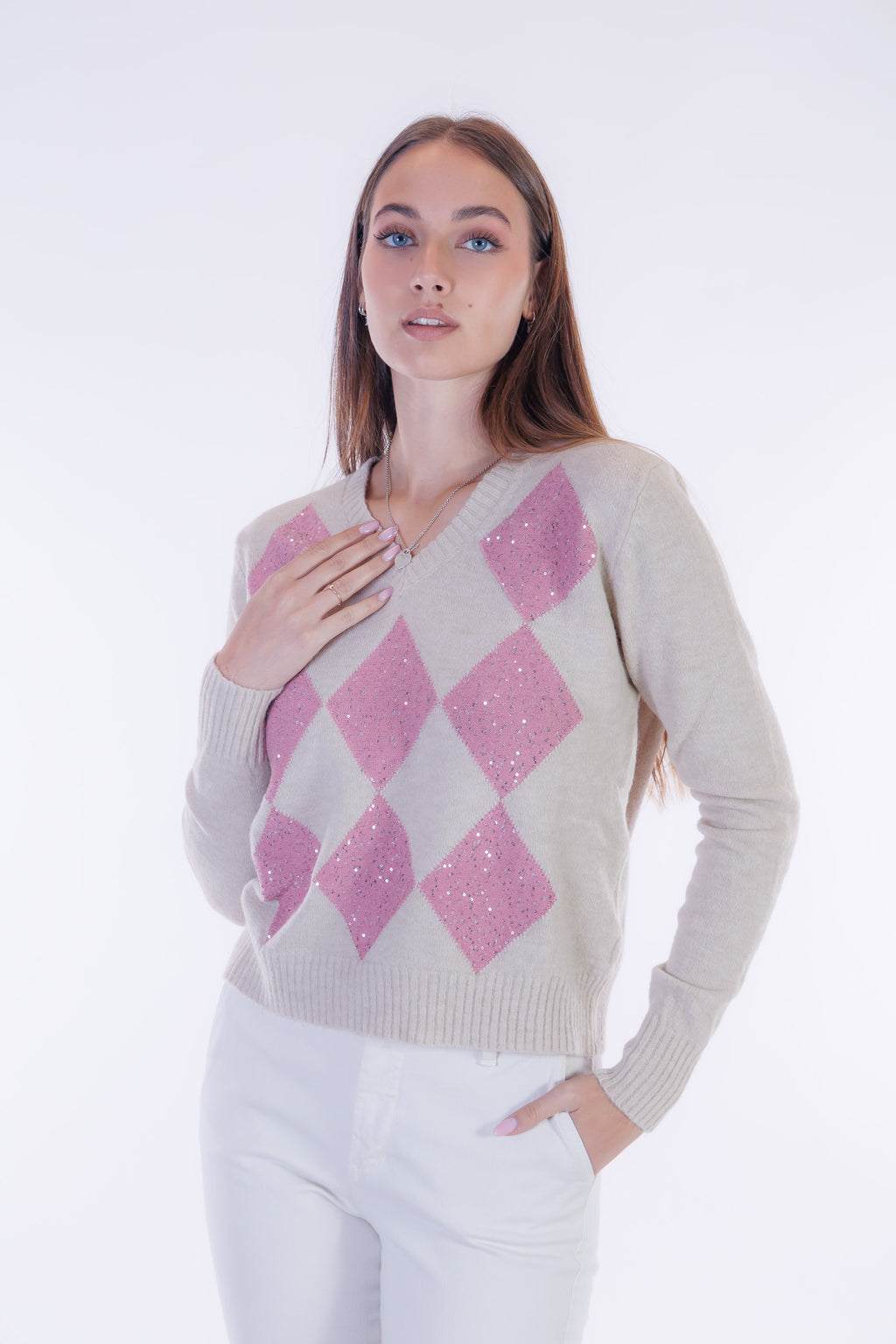 Maglia rombi paillettes