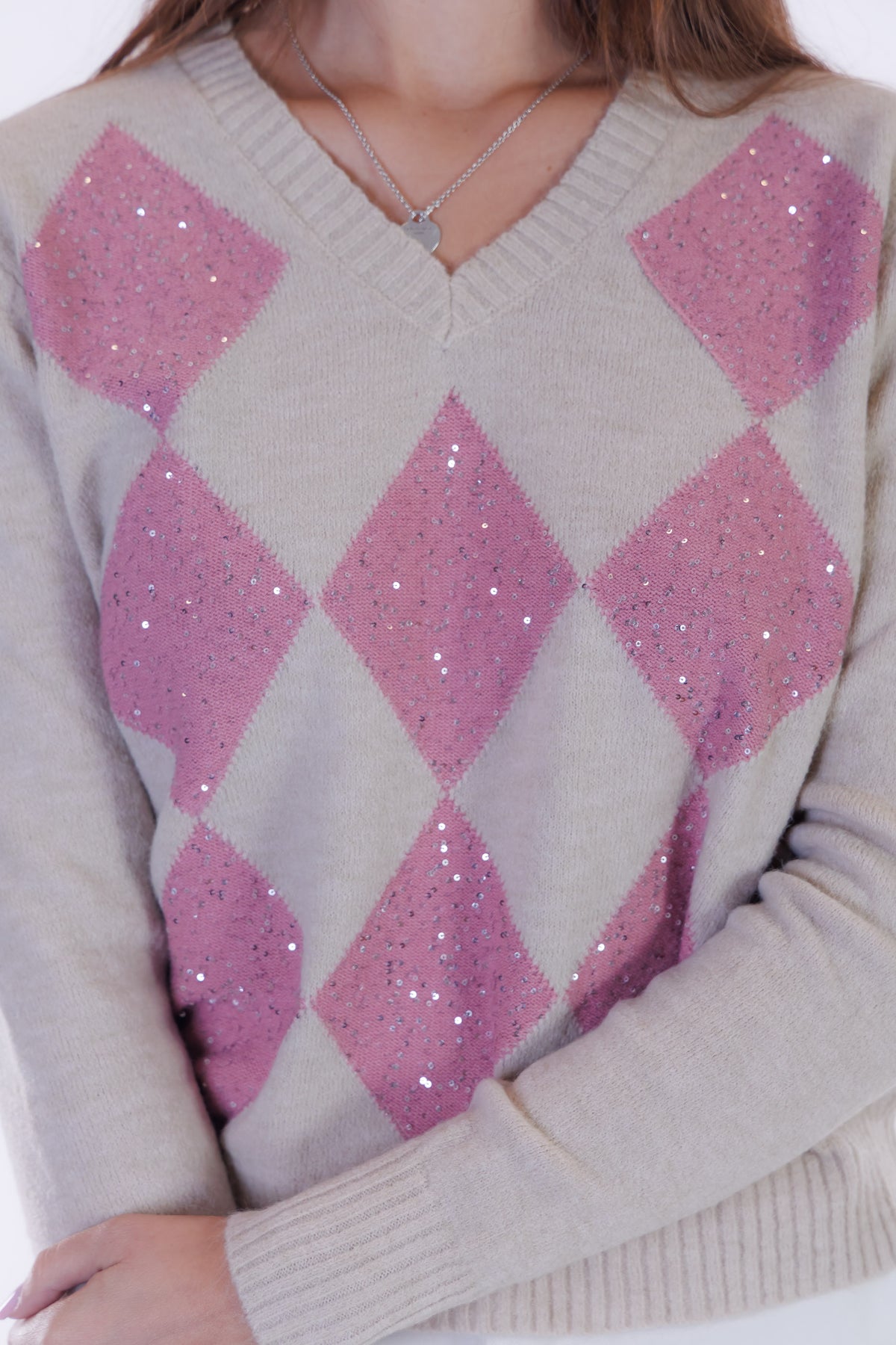 Maglia rombi paillettes
