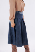 Gonna denim pieghe