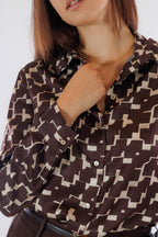 Camicia raso stampa geometrica