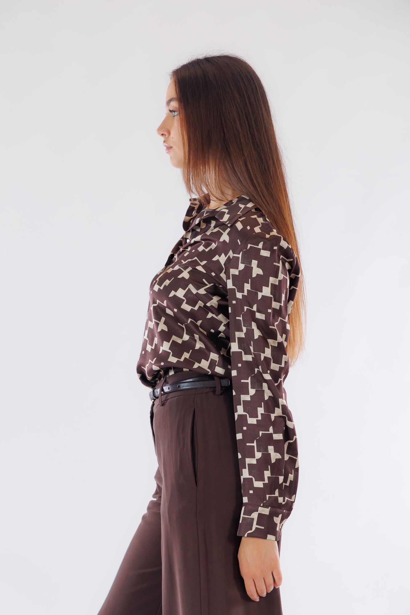 Camicia raso stampa geometrica