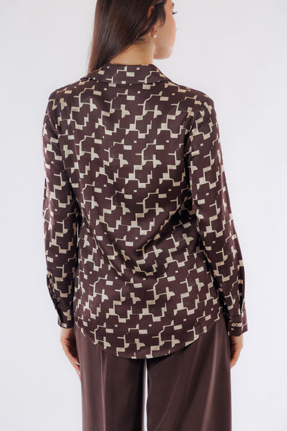 Camicia raso stampa geometrica