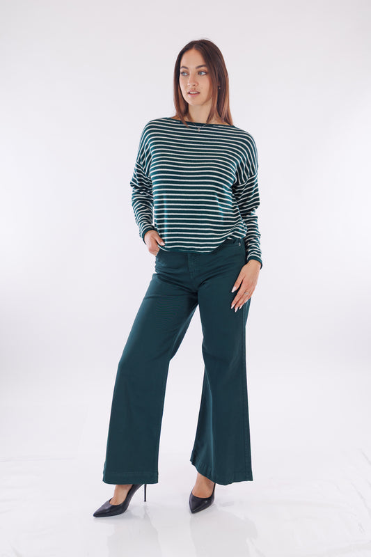 Pantalone flare mano pesca