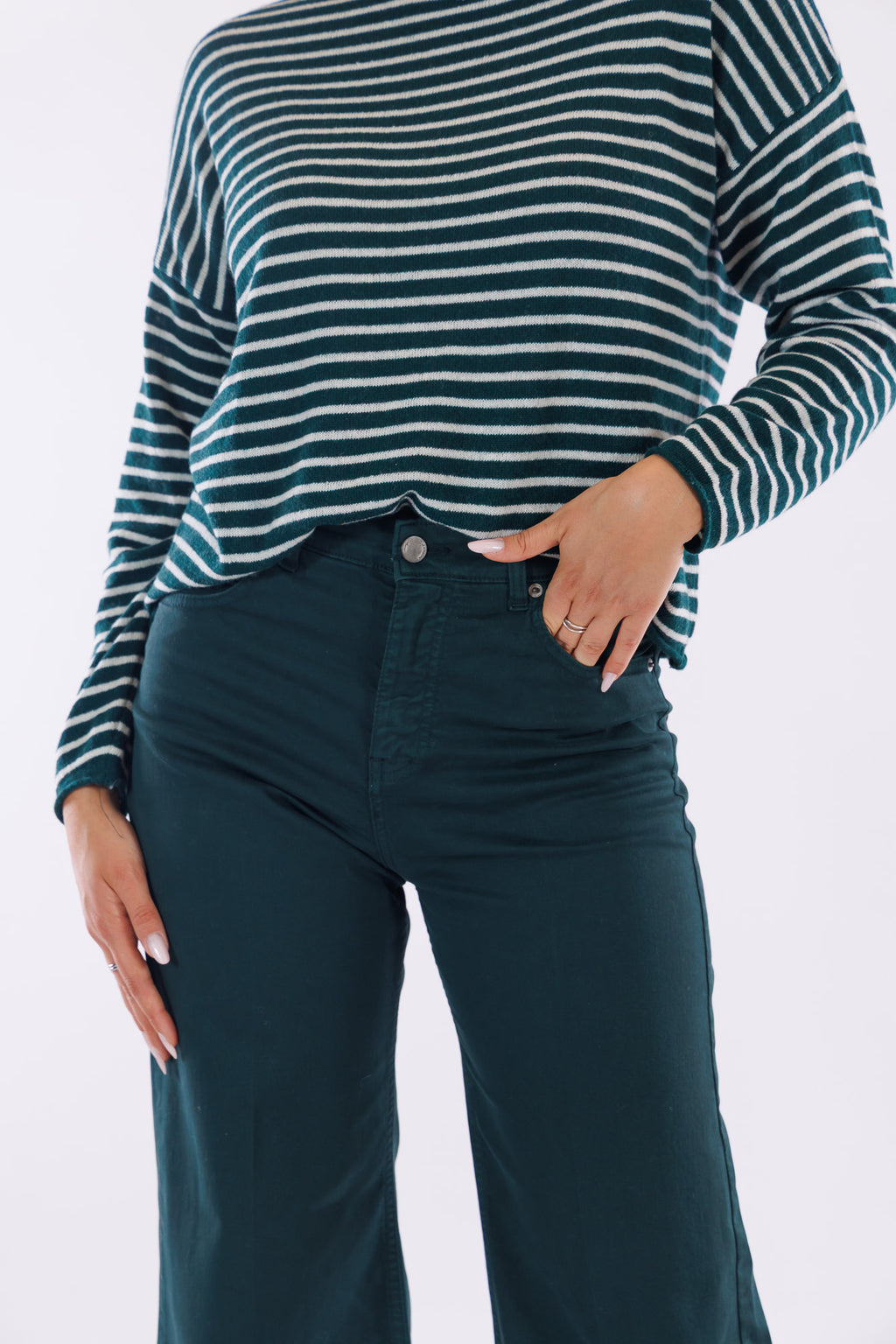 Jeans flare mano pesca