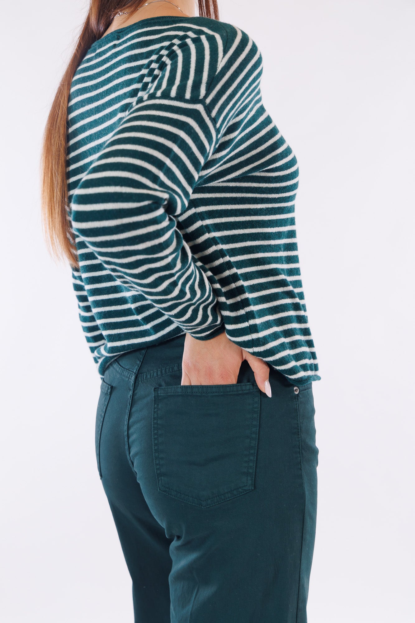 Pantalone flare mano pesca