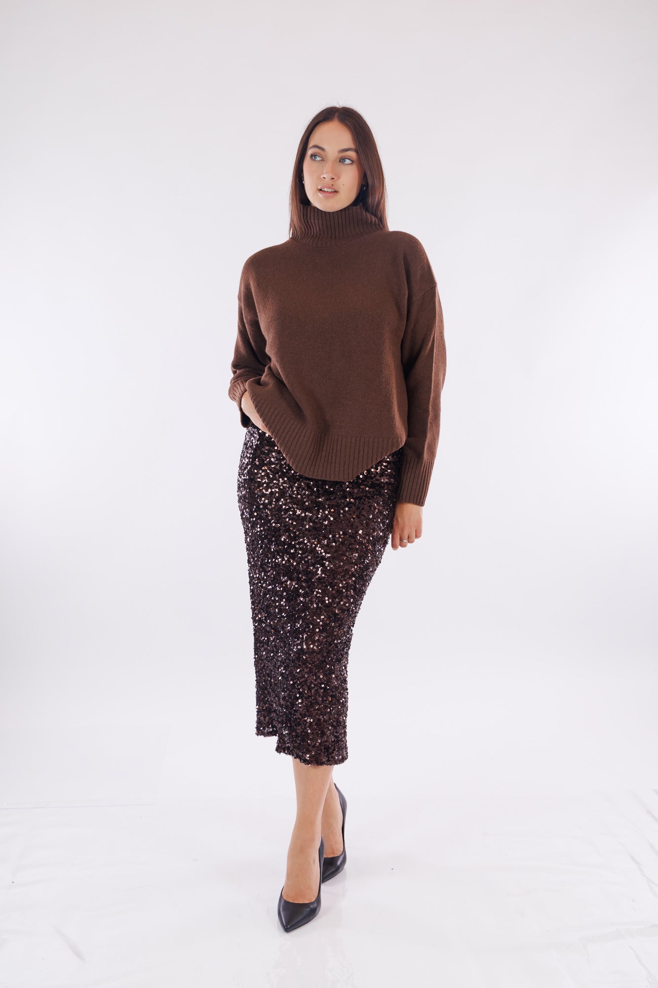 Gonna longuette paillettes