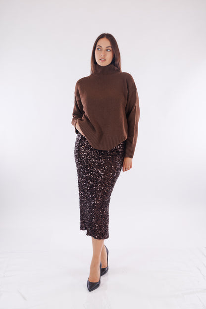 Gonna longuette paillettes