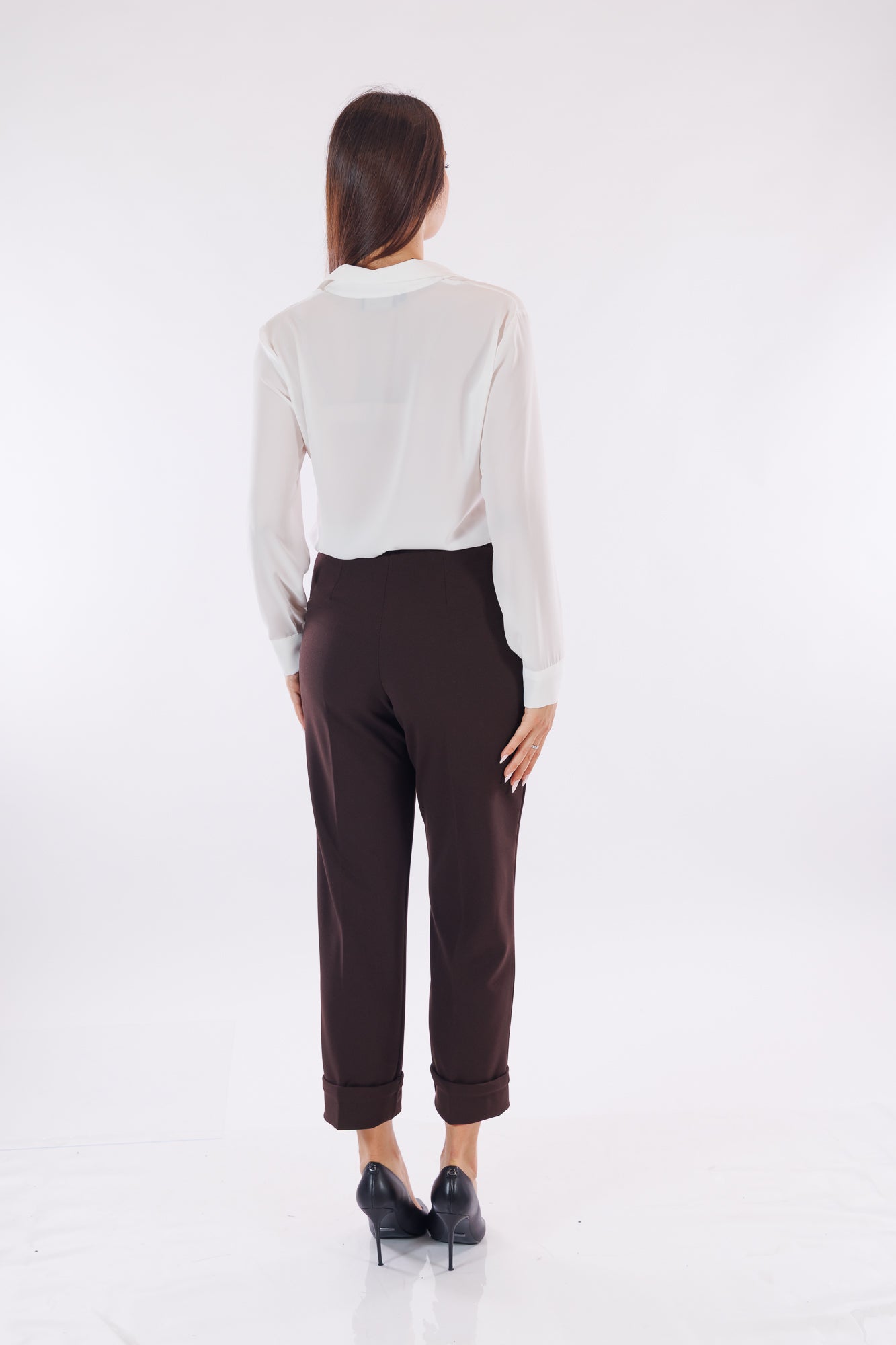 Pantalone crêpe ampio risvolto