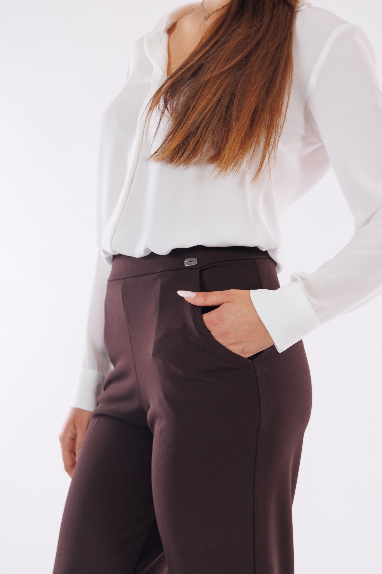 Pantalone crêpe ampio risvolto