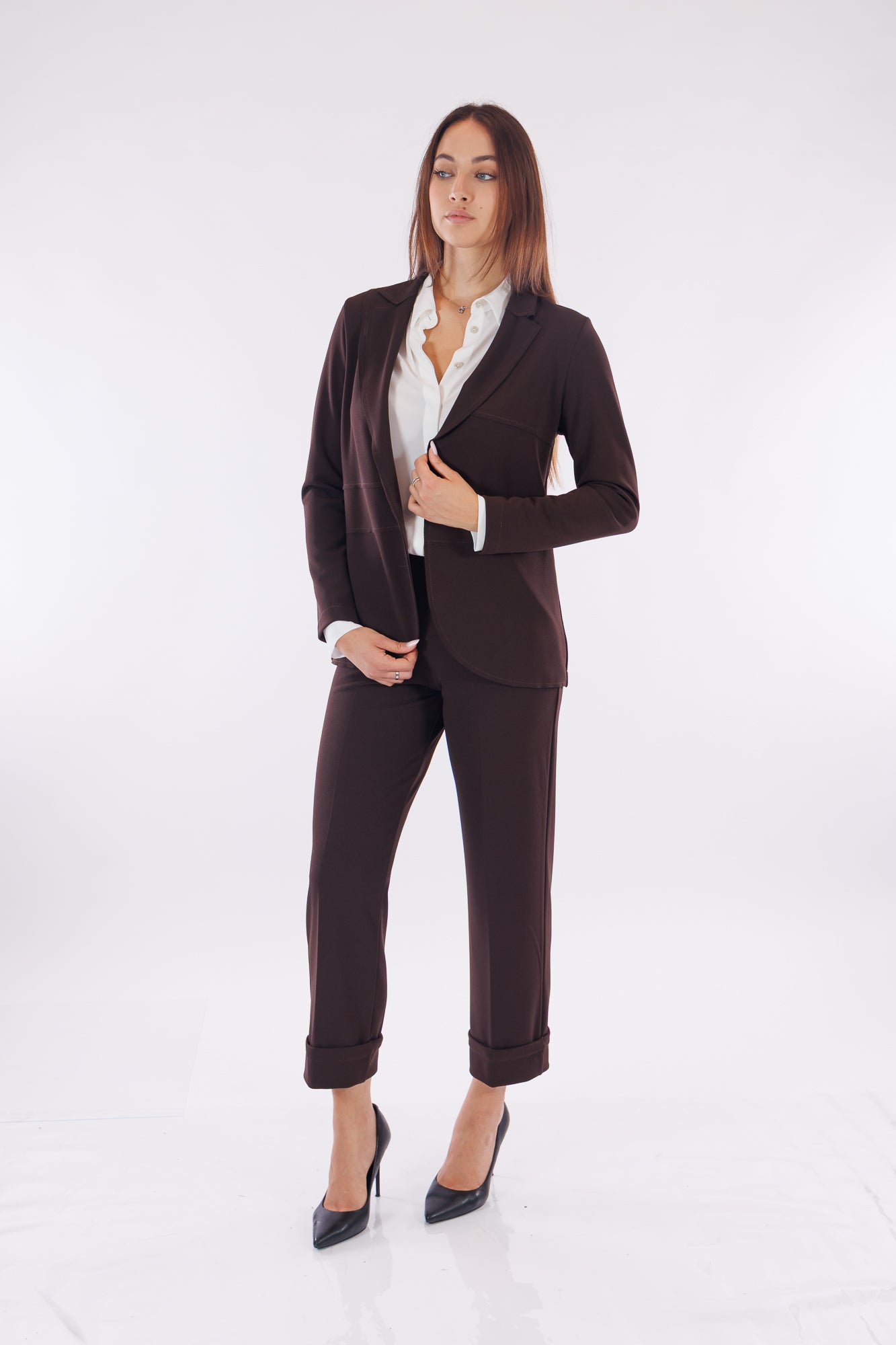 Pantalone crêpe ampio risvolto