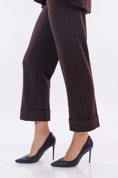 Pantalone crêpe ampio risvolto
