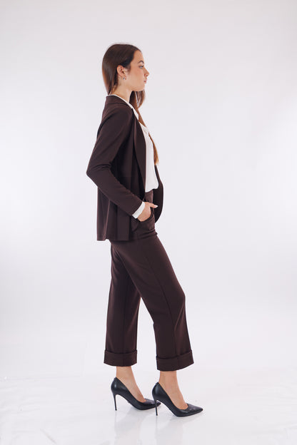 Pantalone crêpe ampio risvolto