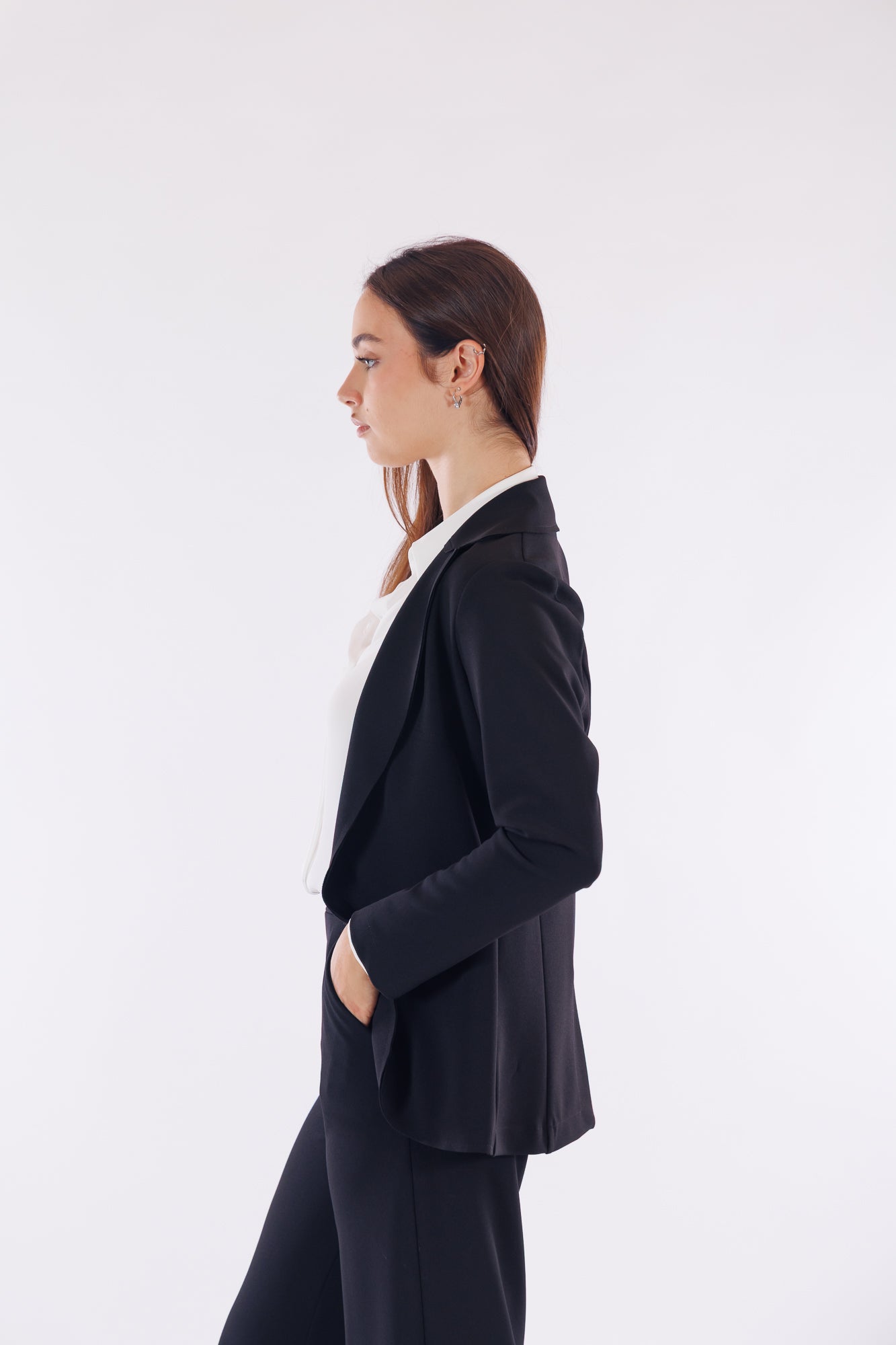 Giacca crêpe taglio a vivo