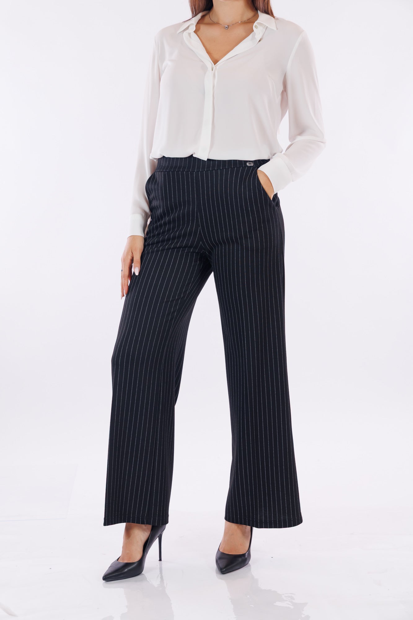 Pantalone ampio gessato