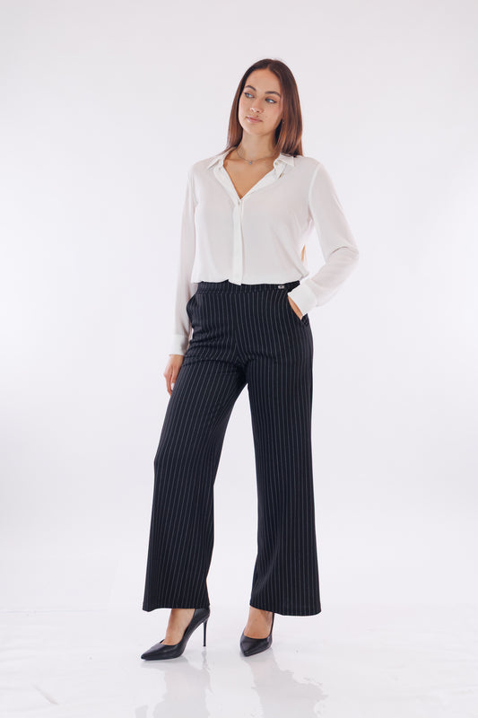 Pantalone ampio gessato