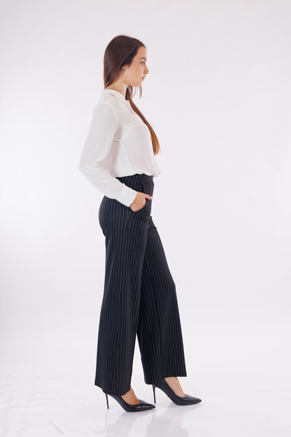 Pantalone ampio gessato