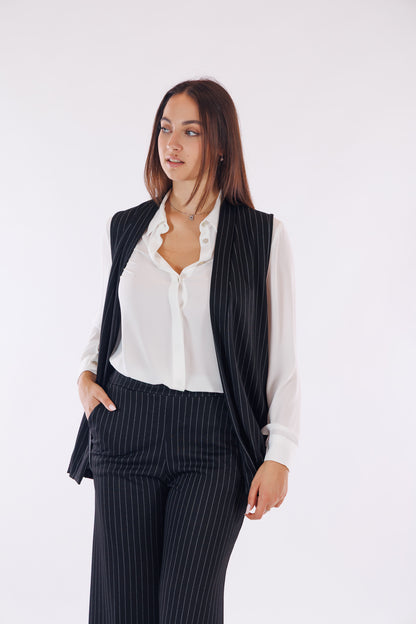 Gilet gessato tasche