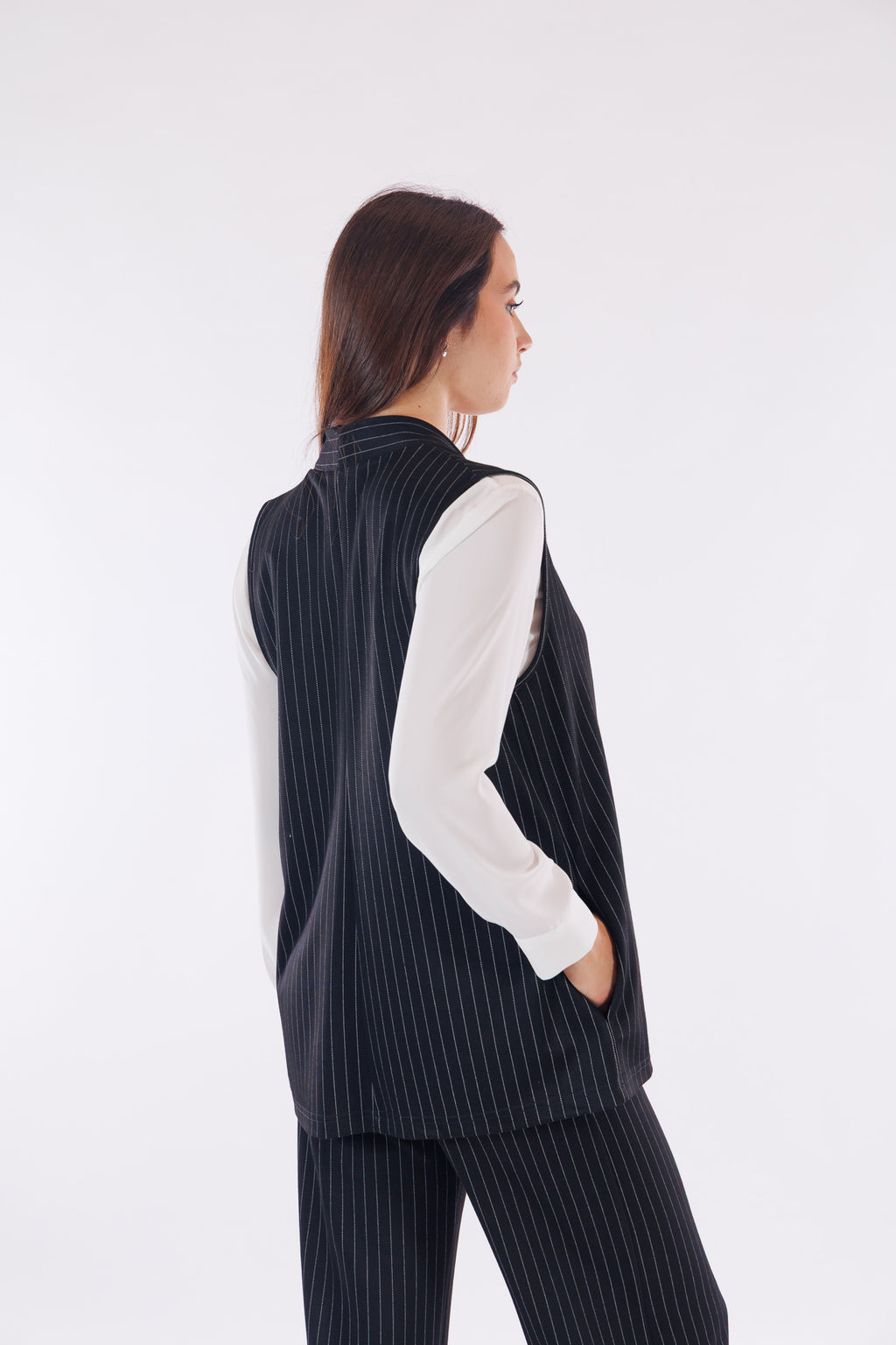 Gilet gessato tasche