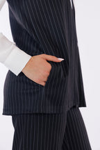 Gilet gessato tasche